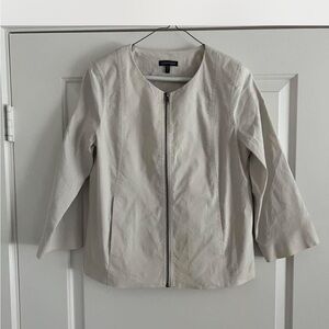 Eileen Fisher Ivory Zip Jacket Minimalist Italian Fabric Size S.
